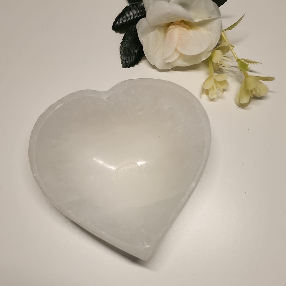 Heart-Shaped Selenite Crystal Bowl